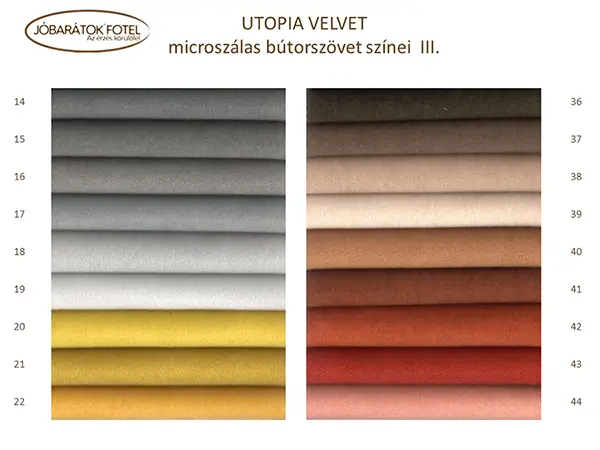 Mikroszálas bársony kárpit szinek - Utopia Velvet